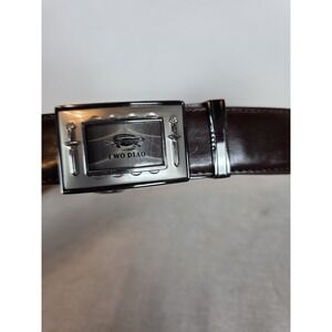 Two Diao Belt Crocodile Swords Silver And Brown Leather Click Belt 44" Long